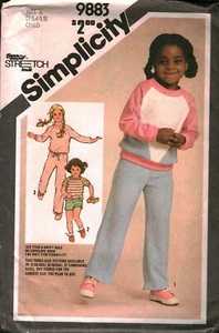 9883 Vintage Simplicity Sewing Pattern Girls Boys Pullover Top Pants Shorts OOP - Picture 1 of 2