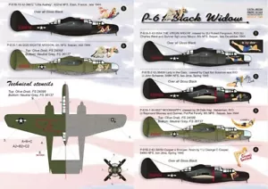 Calcomanías de combate americano escala 48-034 P-61 Black Widow parte 1 escala 1/48 - Imagen 1 de 2
