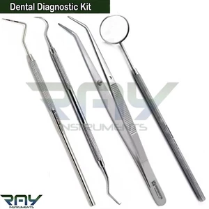 Dental Periodontal Examination Kit Perio Probe Explorer Mouth Mirror Tweezers - Picture 1 of 6