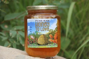 HONEY TO LOVE -Pure Raw Organic Honey 1kg Glass Jar - Picture 1 of 7