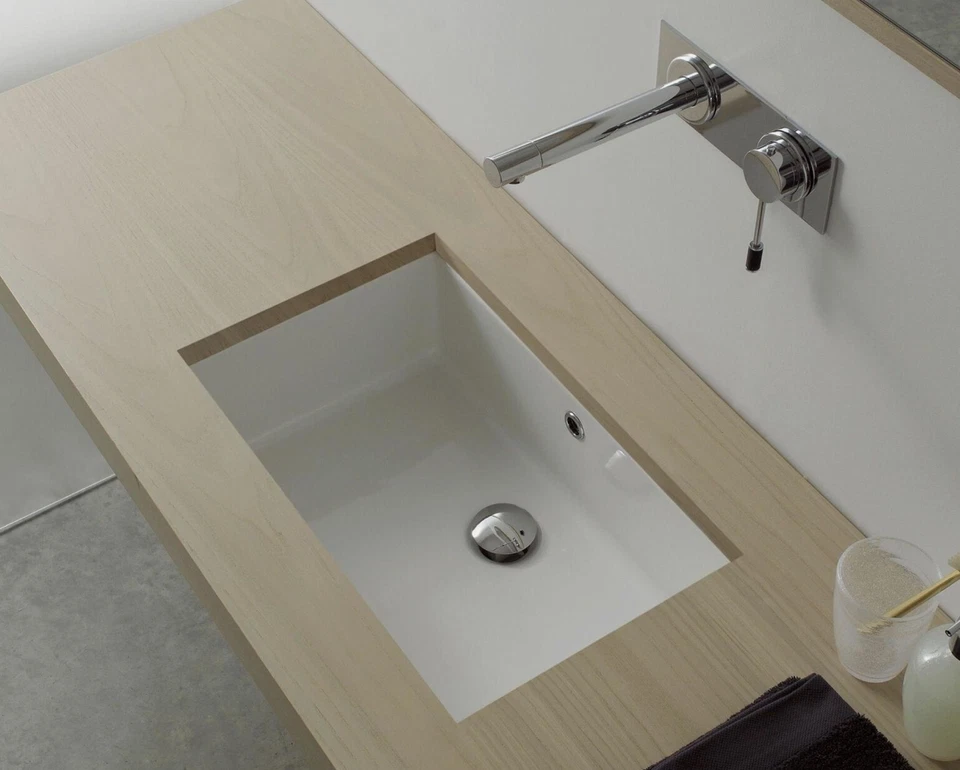 Nameeks Scarabeo 8091 Sin Agujero 22-5/16" Cerámica Bajo Montaje Fregadero Baño Blanco Foto 1 de 4