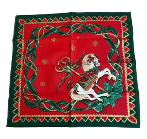4 Vtg Cloth CAROUSEL HORSE Christmas Holiday Dinner Napkins Made Brazil New - Picture 1 of 9