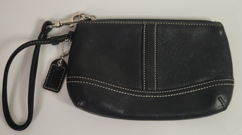 Portafoglio Coach vintage da polso in pelle liscia pochette nero
