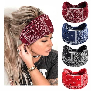 Boho Wide Headbands for Women - 4 Pack Stretchy Turban Hair Accessories - Picture 1 of 13