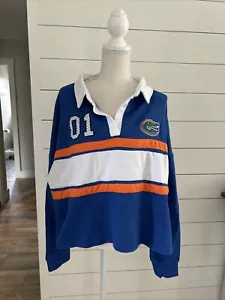 FLORIDA GATORS WOMEN'S RETRO COLLARED CROP OVERSIZE SWEATSHIRT SIZE XL NEW WITH - Picture 1 of 8