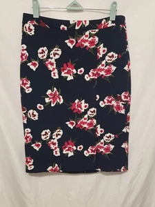 J Crew Factory AD139 Pencil Skirt Sz 2 Multicolor Floral Front Slit Zip Up Lined - Picture 1 of 10