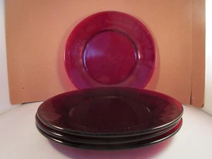Lot de 4 assiettes à dessert vintage en verre rouge rubis royal ancré C - Photo 1/10