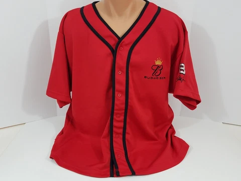 Budweiser Dale Earnhardt Jr. Mens XL Short Sleeve Button Up Red Racing Jersey Cover