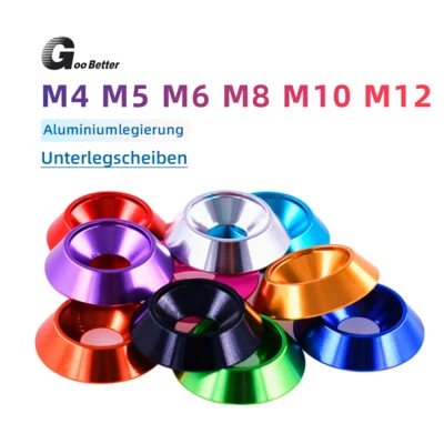 GOOBETTER Rondella in alluminio anodizzato M4 M5 M6 M8 M10 M12 per viti a testa svasata