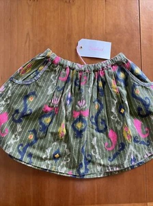 Billieblush NWT Khaki Ikat Print Sequin Embellished Pocket Skirt- 5 (108cm) - Picture 1 of 8