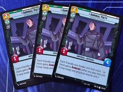 Star Wars Unlimited Spark of Rebellion 3X Admiral Piett Imperial Uncommon Card - Image 1 of 2