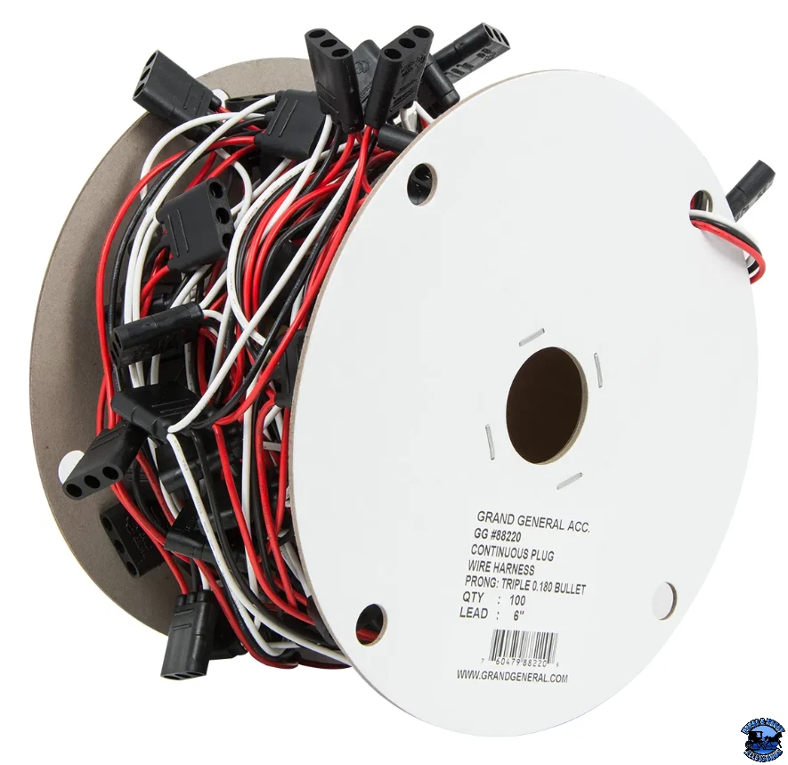 GRAND GENERAL CONTINUOUS TRIPLE FEMALE PLUG WIRE HARNESS ROLL (Choose Spacing) - Image 1 of 3