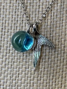 Mermaid Fishtail Necklace Blue Crystal Pendant Glass Chain Necklace Jewelry Wate - Picture 1 of 12