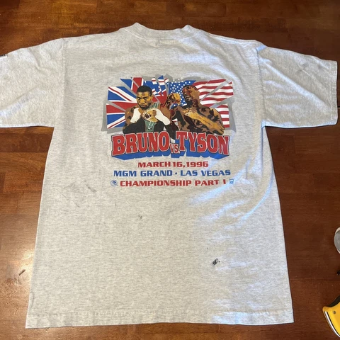 RARE TYSON VS BRUNO CHAMPIONSHIP BOXING T-SHIRT MARCH 16 1996 MGM VEGAS Read Cover