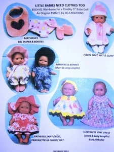 NG Creations Sewing Pattern #1 fits 5" Berenguer Baby Dolls Lots To Love - Imagen 1 de 6