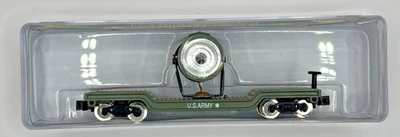 Model Power 84101 Metal US ARMY N Scale 40' Depressed Metal Flat W/Searchlight - Image 1 of 4