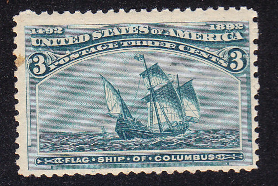 US Scott 232 old 3c Columbian Expo issue M/NH/OG CV $100 - Image 1 of 1