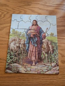 Vintage 31 Stk. Puzzle, Religiös, Jesus Hirte mit Schafen - Bild 1 von 3