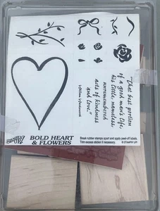 STAMPIN UP! Kühnes Herz & Blumen Stempelset 10 Blumen Herzen Schleife Neu in geöffneter Verpackung - Bild 1 von 5