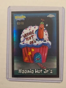 2025 Topps Chrome Spongebob 25th Weenie Hut Jr's #49 Black Refractor 2/10 - Picture 1 of 2