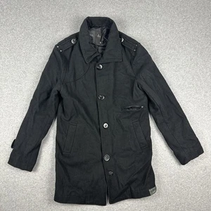G-Star Raw 3301 Men's Wool Blend Jacket Size L Black Long Length Lined Trench - Picture 1 of 15