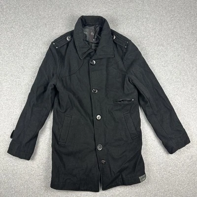 G-Star Raw 3301 Men's Wool Blend Jacket Size L Black Long Length Lined Trench - Image 1 of 4