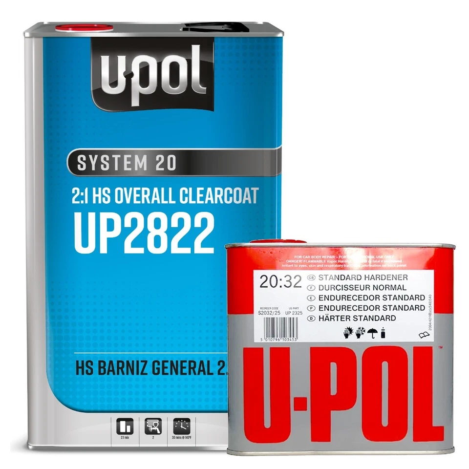 U-POL 2822 + 2305 HS Overall Clearcoat 5 liter Kit w/ Fast Hardener - Image 1 of 1