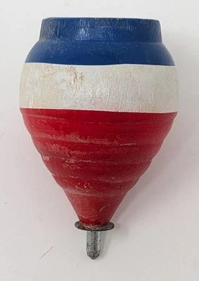 Juguete giratorio de madera vintage de Japón - rojo blanco azul 3" Foto 1 de 3