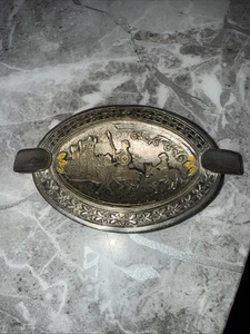 Silver plated ashtray / Repousse Embossed / Army War - Picture 1 of 3