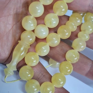 ☀️Natural Baltic Amber Islamic Prayer 33Beads Misbaha Tasbih Rosary 36g 11.6mm📿 - Picture 1 of 24