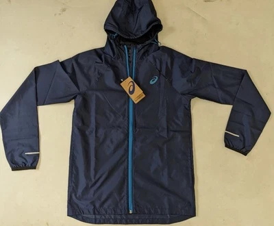 Asics Lite-Show Malla Empacable Cortavientos Hombre Chaqueta Azul Talla S Totalmente Nuevo $90 Foto 1 de 4