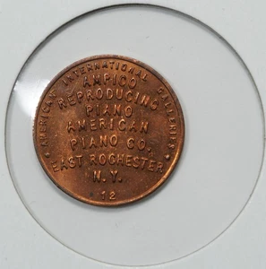Ampico Piano East Rochester NY US Bicentennial Indian Head Token - Picture 1 of 2