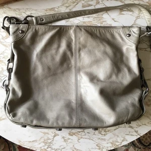 Bolso Bandolera de Cuero Rebecca Minkoff Nikki en Gris Elefante con Gunmetal - Imagen 1 de 4