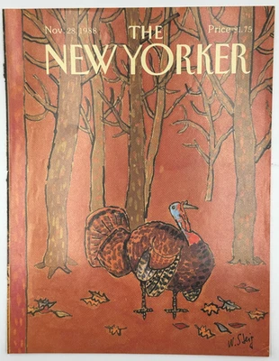 New Yorker Magazine Cover Only November 28 1988 Steig  Turkey Thanksgiving Woods - Imagem 1 de 4