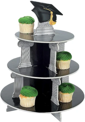 Soporte para cupcakes de graduación (3 niveles) suministros para fiestas de grado Foto 1 de 4