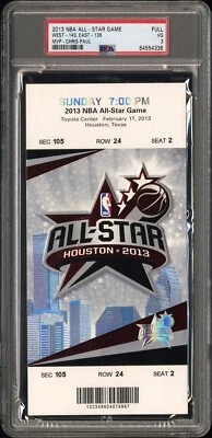 Boleto completo del Juego de Estrellas de la NBA 2013 PSA 3 Chris Paul Jugador Más Valioso 17/02/13 Houston Foto 1 de 2