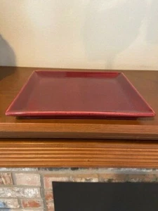 VTG MCM Haeger Square Ceramic Serving Dish Plate Tray Burgundy w/Black Spots EUC - Picture 1 of 9