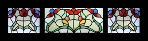 Stunning Art Nouveau Floral Set Of 3 Antique English Stained Glass Windows - Picture 1 of 1
