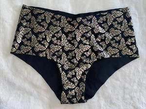 Victoria's Secret Panties Cheeky Panty Black Gold Butterflies No Show Large L - Picture 1 of 8