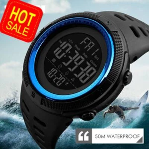 LED Digital Sport Watch Stopwatch Date Military Life Waterproof Mens Watch NEW - Picture 1 of 11