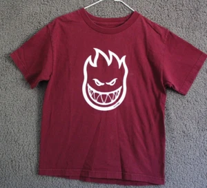Spitfire Wheels Youth L Red Maroon Casual Short Sleeve Crew Neck T Shirt - Picture 1 of 8