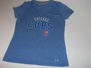 Under Armour Chicago Cubs Women's MLB UA V-Neck Shirt Small - Picture 1 of 3