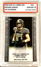 MICHAEL MAYER 2020 LEAF U.S. ARMY ALL-AMERICAN GEM-MINT 10 ROOKIE CARD! W/H COA!