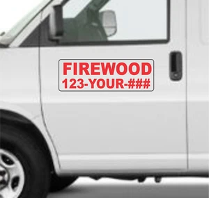 Custom FIREWOOD Magnetic Signs for Car Truck SUV 6"x18" Phone or Web site - Picture 1 of 3