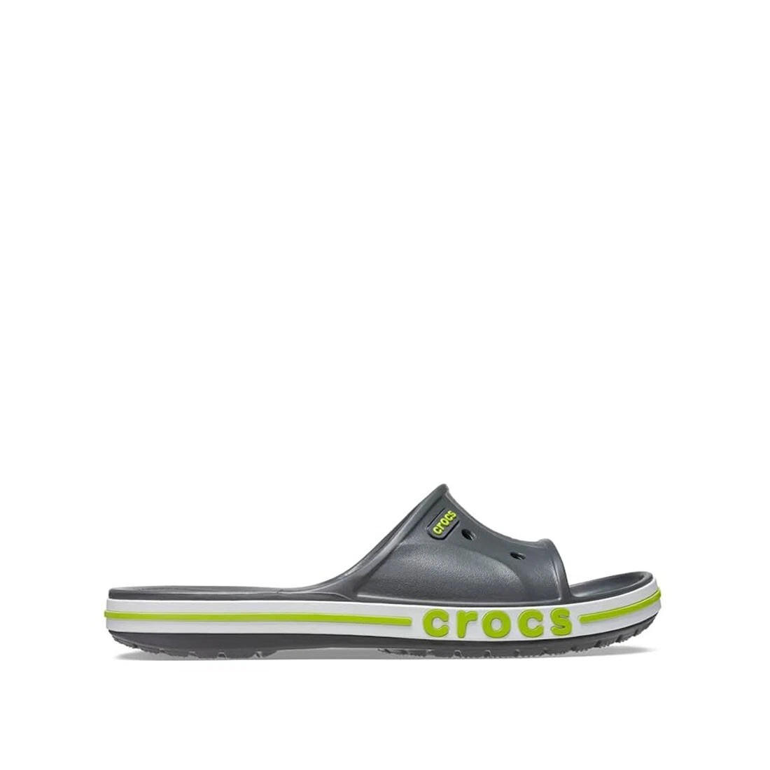 CROCS 205392-0GX Unisex-Adults Bayaband Slides in Slate Grey/Lime