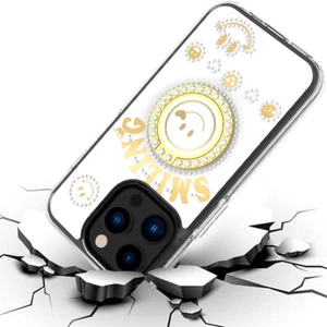 For iPhone 15 Pro Glitter Bling Ring Stand Hybrid Case - Picture 1 of 13