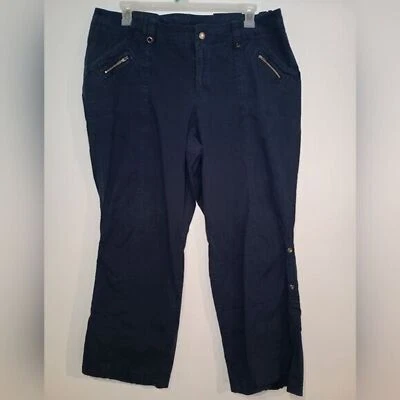 Vintage Venezia Womens Navy Blue Cargo Utility Pants Snap Button Zip Size 20 - Image 1 of 4