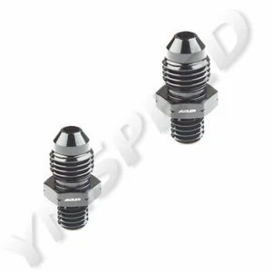 US SHIP 2PCS AN4 -4AN Male To M8 x1.25mm Straight Fuel Adapter Fittings Black - Picture 1 of 6