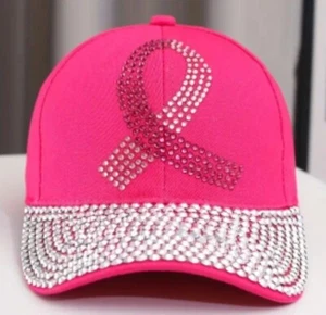Adjustable Believe Baseball Cap Embroidered Distressed Breast Cancer Awareness - Picture 1 of 3