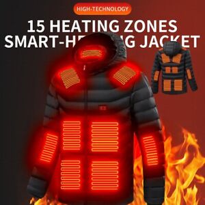 Warm Unisex USB Electric Heated Jacket Coat Heating Hoodie Padded Coats Washable